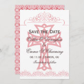 十字の結婚式の保存日付カード セーブザデート (正面/裏面)