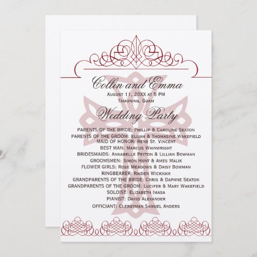 十字の結婚式プログラム プログラム (正面/裏面)