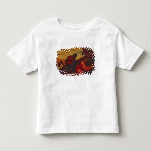 十字の重みに沈んでいるキリスト トドラーTシャツ (正面)