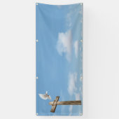 十字の鳩の空のブランク教会テンプレート 横断幕 (縦)