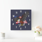 十字を持つアメリカのワシ スクエア壁時計 (ホーム)