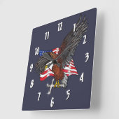 十字を持つアメリカのワシ スクエア壁時計 (傾斜)