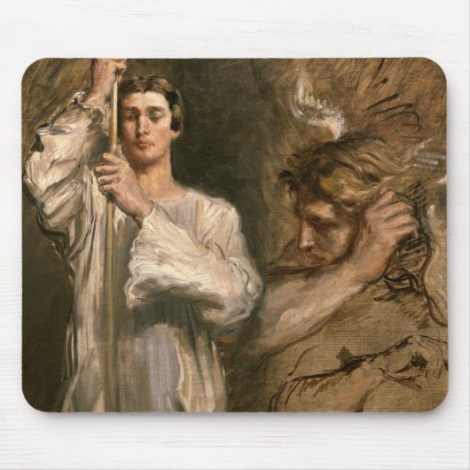 十字を握っている若者 マウスパッド (正面)