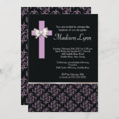 十字エレガントダマスク洗礼|《キリスト教》洗礼式や命名式 招待状 (正面/裏面)