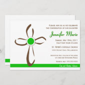 十字シンプル線（緑） 招待状 (正面/裏面)