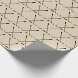 十字ホッケースティックとパックブラウンタン ラッピングペーパー