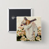 十字ボタン付き天使 缶バッジ (正面&裏面)