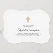 十字モダン金ゴールドの追フェイク悼式 招待状 (正面/裏面)