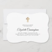 十字モダン金ゴールドの追フェイク悼式 招待状 (正面)