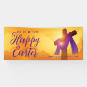 十字上の紫のサッシ |ハッピーイースターバナー 横断幕 (横)