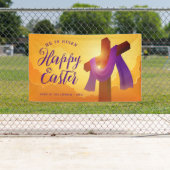 十字上の紫のサッシ |ハッピーイースター 横断幕 (インサイチュ)