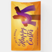 十字上の紫のサッシ |ハッピーイースター 横断幕 (縦)