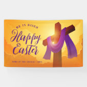 十字上の紫のサッシ |ハッピーイースター 横断幕 (横)