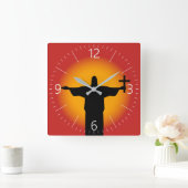 十字付きのシルエット スクエア壁時計 (ホーム)