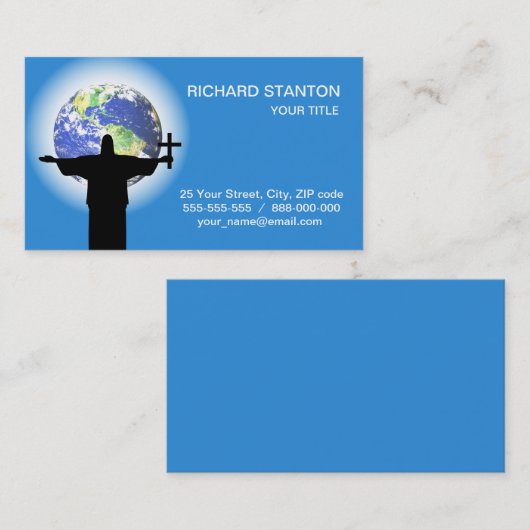 十字付きのシルエット 名刺 (正面/裏面)