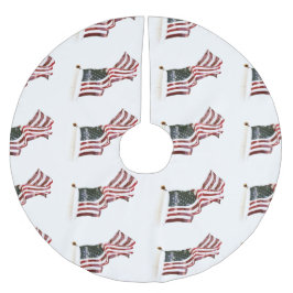 十字付きアメリカ国旗 ブラッシュドポリエステルツリースカート