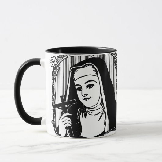 十字伝統的架に習い慣れたカトリック尼僧 マグカップ (左)