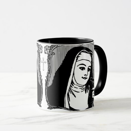 十字伝統的架に習い慣れたカトリック尼僧 マグカップ (正面右)