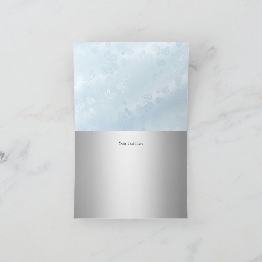 十字及びレースの弓青い洗礼のサンキューカード サンキューカード (内部)