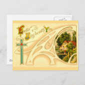十字及びヴィグネットの宗教イースター シーズンポストカード (正面/裏面)