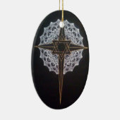 十字及び星の曼荼羅の楕円形 セラミックオーナメント (右)