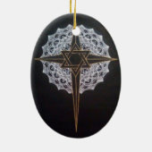 十字及び星の曼荼羅の楕円形 セラミックオーナメント (裏面)