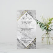 十字及び灰色の大理石-悔やみや弔慰は感謝していしています サンキューカード (スタンド正面)