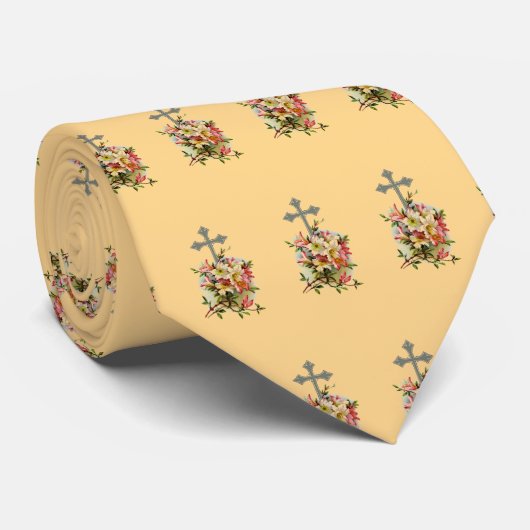 十字型と花型のネックタイ ネクタイ (ロール)