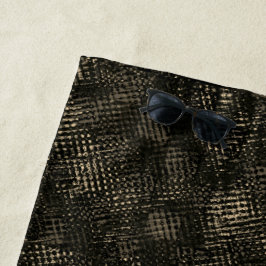 十字型のスクラッチまたはダークブラウンの立方体を含む正方形 ビーチタオル