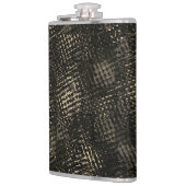 十字型のスクラッチまたはダークブラウンの立方体を含む正方形 フラスク (左)