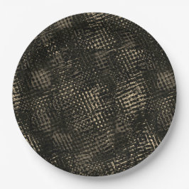 十字型のスクラッチまたはダークブラウンの立方体を含む正方形 ペーパープレート