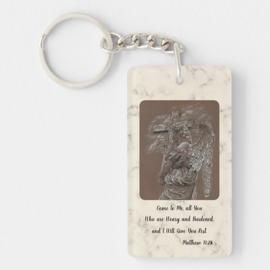 十字型キーチェーン付き天使 キーホルダー (正面)