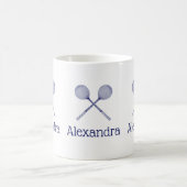 十字型スカッシュのラケット青 コーヒーマグカップ (中央)