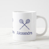 十字型スカッシュのラケット青 ジャンボコーヒーマグカップ (右)