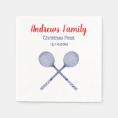 十字型スカッシュのラケット青 スタンダードカクテルナプキン (正面)