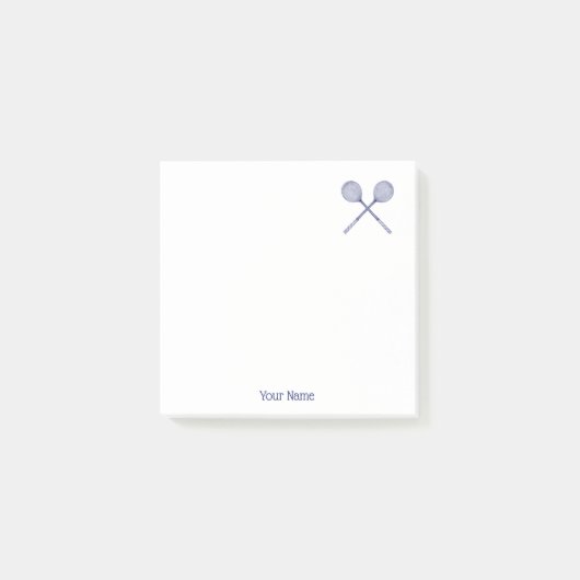 十字型スカッシュのラケット青 ポストイット (正面)