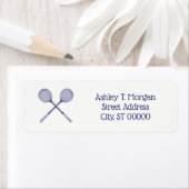 十字型スカッシュのラケット青 ラベル (インサイチュ)