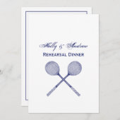 十字型スカッシュのラケット青 招待状 (正面/裏面)