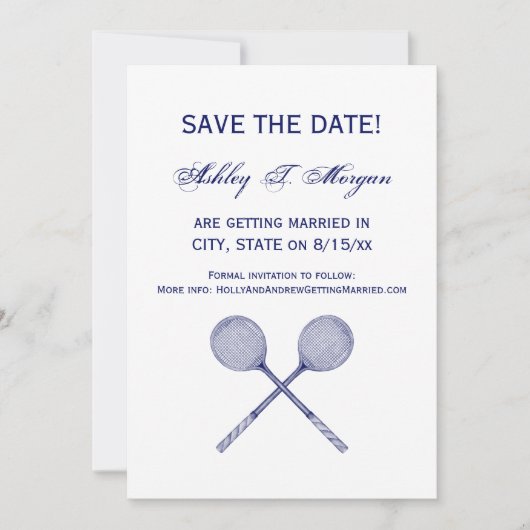 十字型スカッシュのラケット青 招待状 (正面)