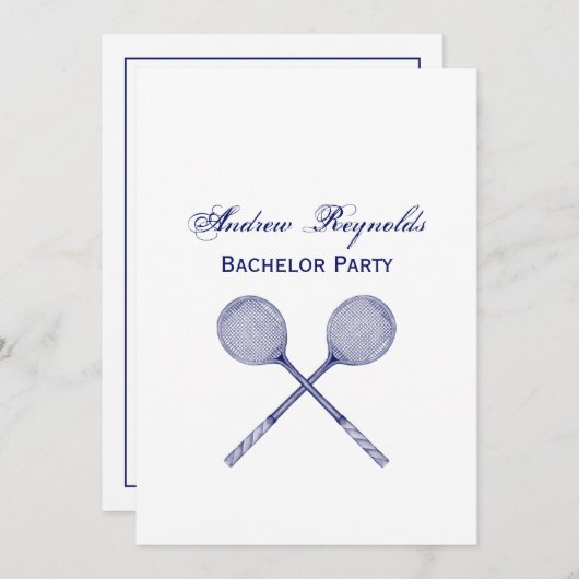 十字型スカッシュのラケット青 招待状 (正面/裏面)