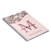 十字型モダンバラ金ゴールド大理石モノグラム ノートブック (右側)