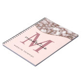 十字型モダンバラ金ゴールド大理石モノグラム ノートブック (左側)