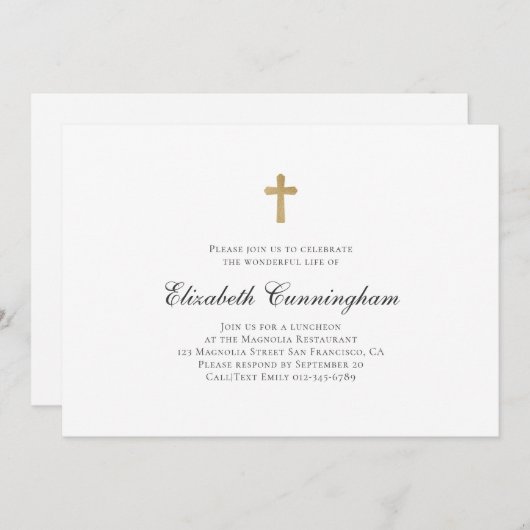 十字型記念葬祭ミニマリフェイクスト 招待状 (正面/裏面)