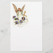 十字形とクレマティスの花を持つ天使 便箋 (正面)