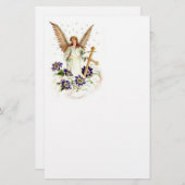 十字形とクレマティスの花を持つ天使 便箋 (正面/裏面)