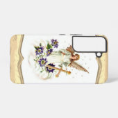 十字形とクレマティスの花を持つ天使 SAMSUNG GALAXYケース (裏面横)