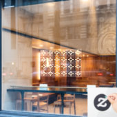 十字形の四角いタイル窓の固定 ウィンドウサイン (カフェ窓)