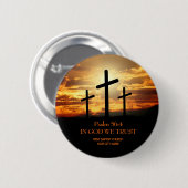 十字形クリスチャン教会ボタン 缶バッジ (正面&裏面)