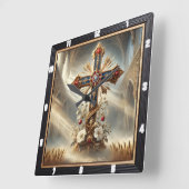 十字形華美ゴシック大聖堂 スクエア壁時計 (傾斜)