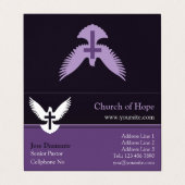 十字暗紫色の折り畳みブシンと鳩 名刺 (外部フラット)